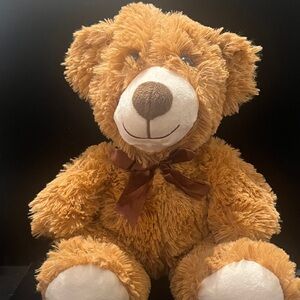 Fluffy Light Brown Teddy Bear with Bow
